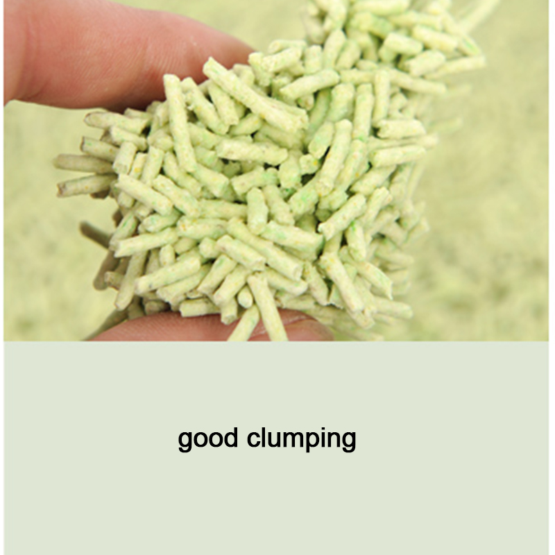 Quickly clumping dust free green tea peach tofu cat litter 